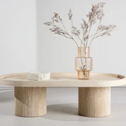New Venture Home KRILLE Table basse ovale effet travertin 120x60cm