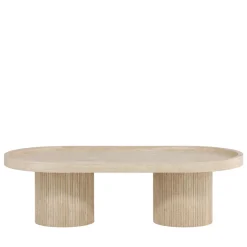 New Venture Home KRILLE Table basse ovale effet travertin 120x60cm