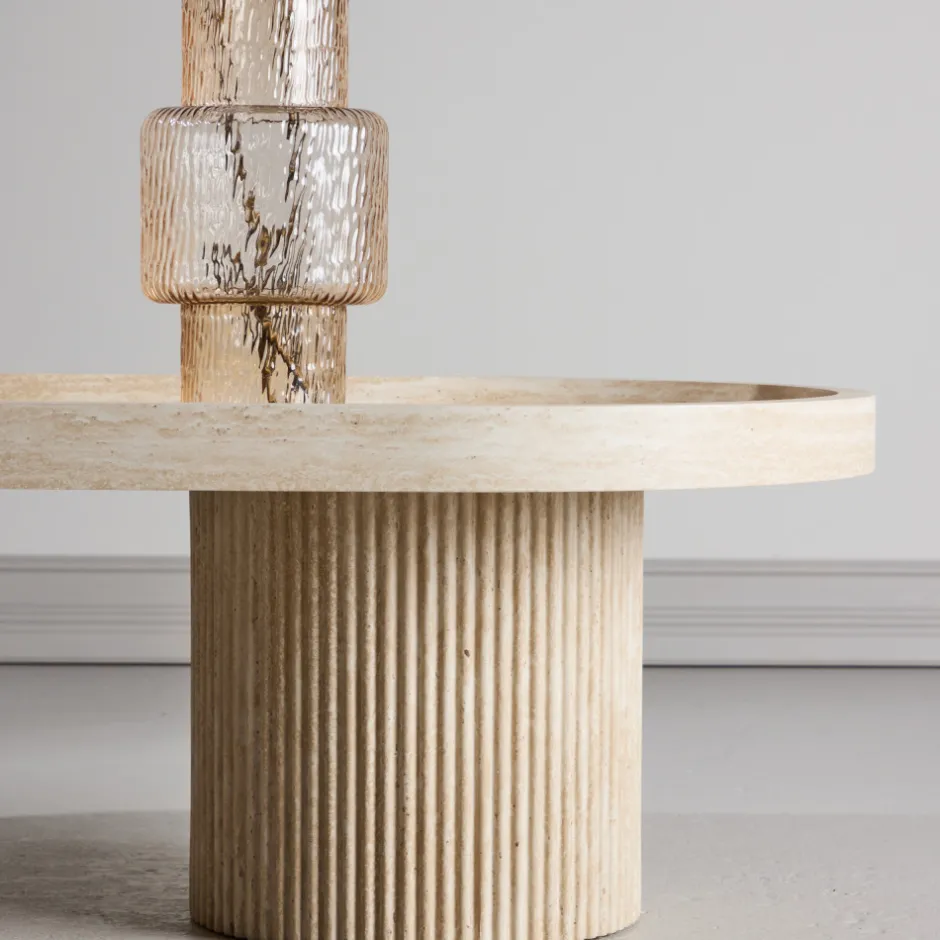 New Venture Home KRILLE Table basse ovale effet travertin 120x60cm