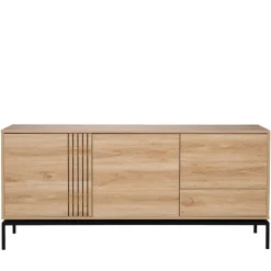 Clearance Drawer KROKOM Buffet 2 portes 3 tiroirs en bois et métal L180cm