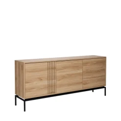 Clearance Drawer KROKOM Buffet 2 portes 3 tiroirs en bois et métal L180cm