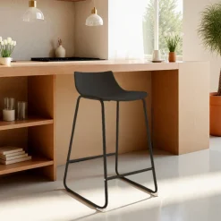 Sale Drawer LAMER Lot de 4 chaises de bar en plastique et métal H66cm