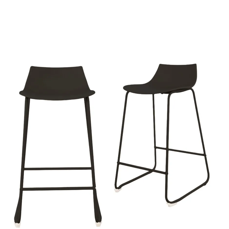 Sale Drawer LAMER Lot de 4 chaises de bar en plastique et métal H66cm