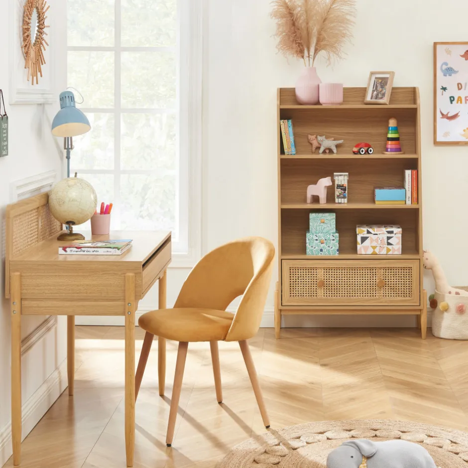 Sale No name LILOU Bibliothèque enfant en bois et cannage H140cm