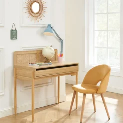 Online No name LILOU Bureau enfant 1 tiroir en bois et cannage H95cm