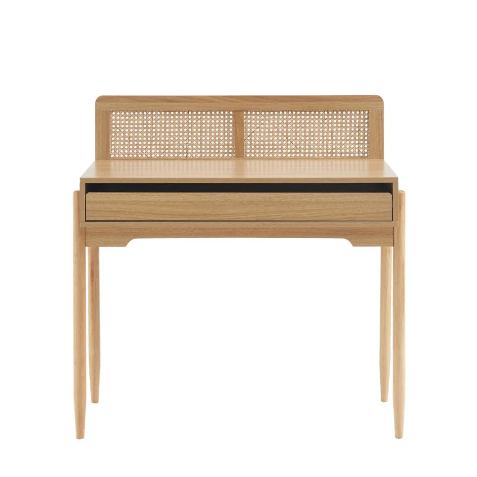 Online No name LILOU Bureau enfant 1 tiroir en bois et cannage H95cm