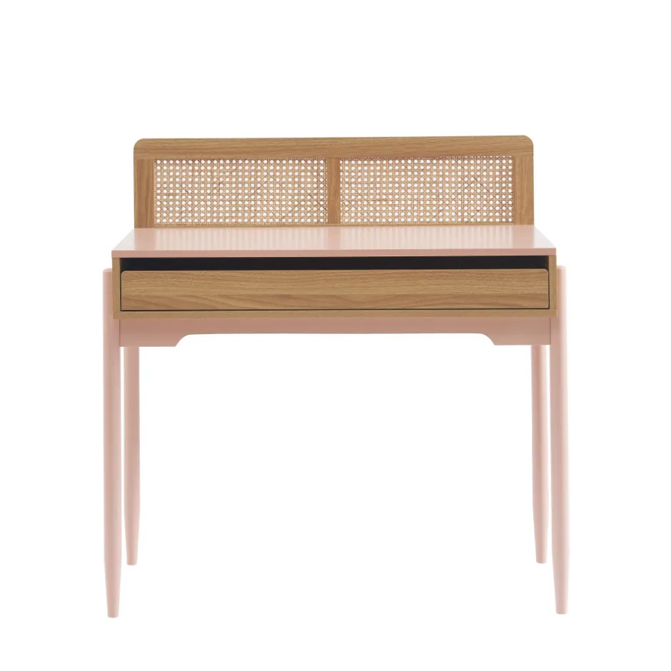 Online No name LILOU Bureau enfant 1 tiroir en bois et cannage H95cm