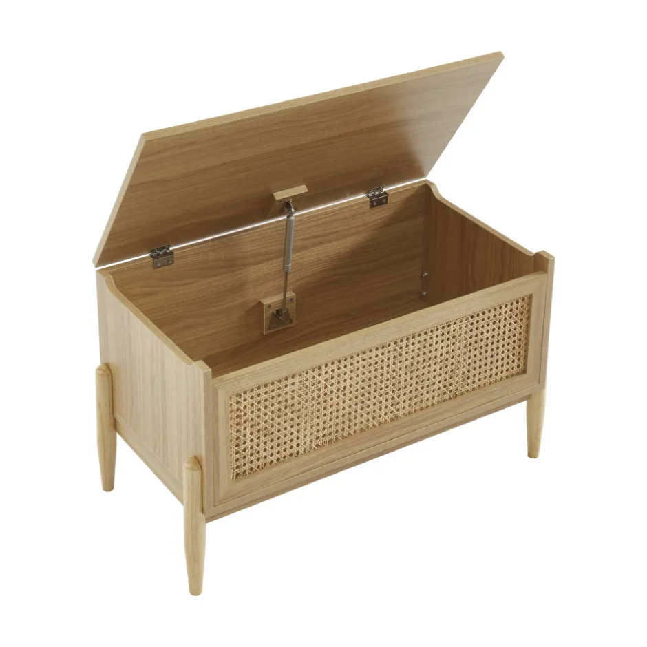 Online No name LILOU Coffre de rangement enfant en bois et cannage L74cm