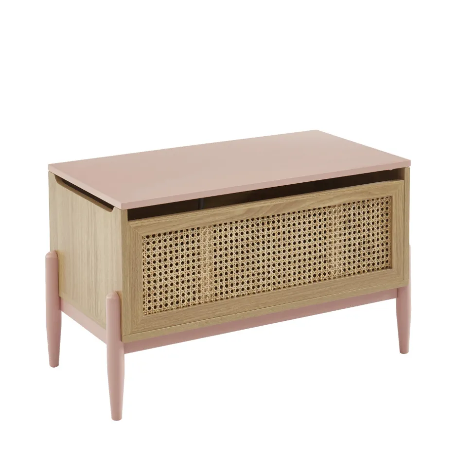 Online No name LILOU Coffre de rangement enfant en bois et cannage L74cm
