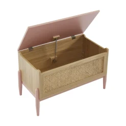 Online No name LILOU Coffre de rangement enfant en bois et cannage L74cm