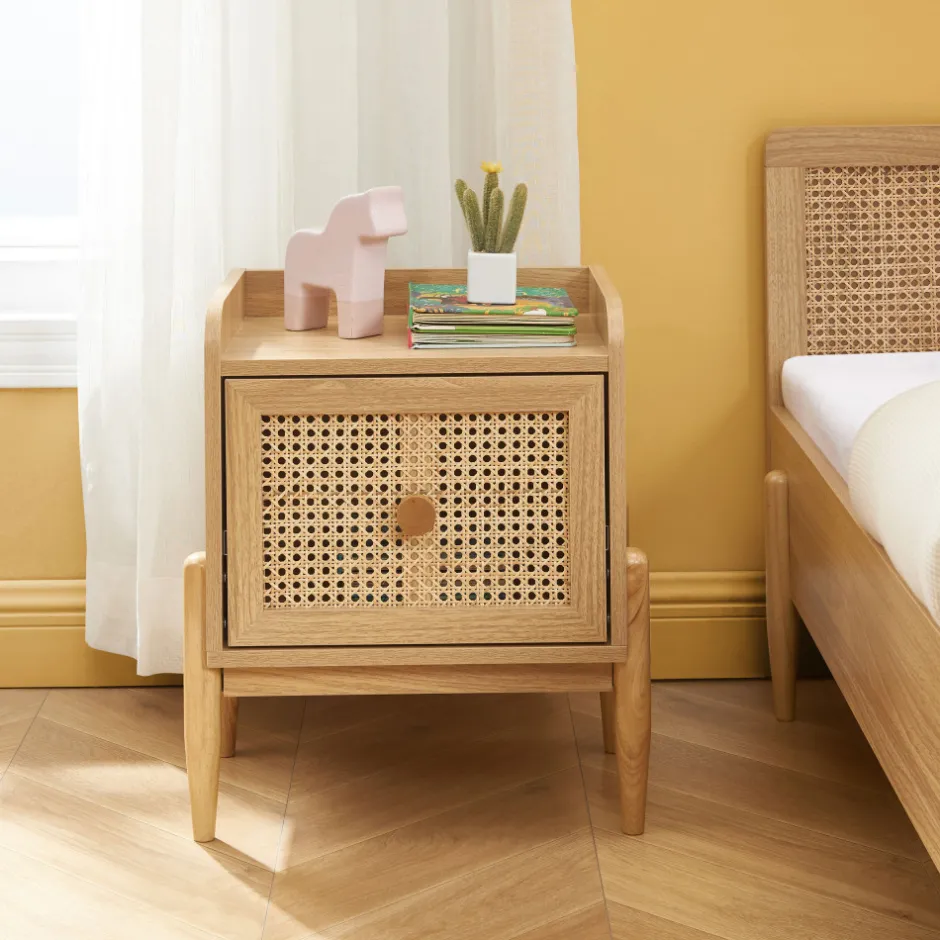 New No name LILOU Table de chevet enfant 1 tiroir en bois et cannage