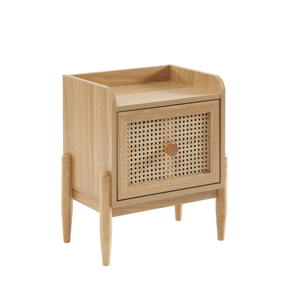 New No name LILOU Table de chevet enfant 1 tiroir en bois et cannage