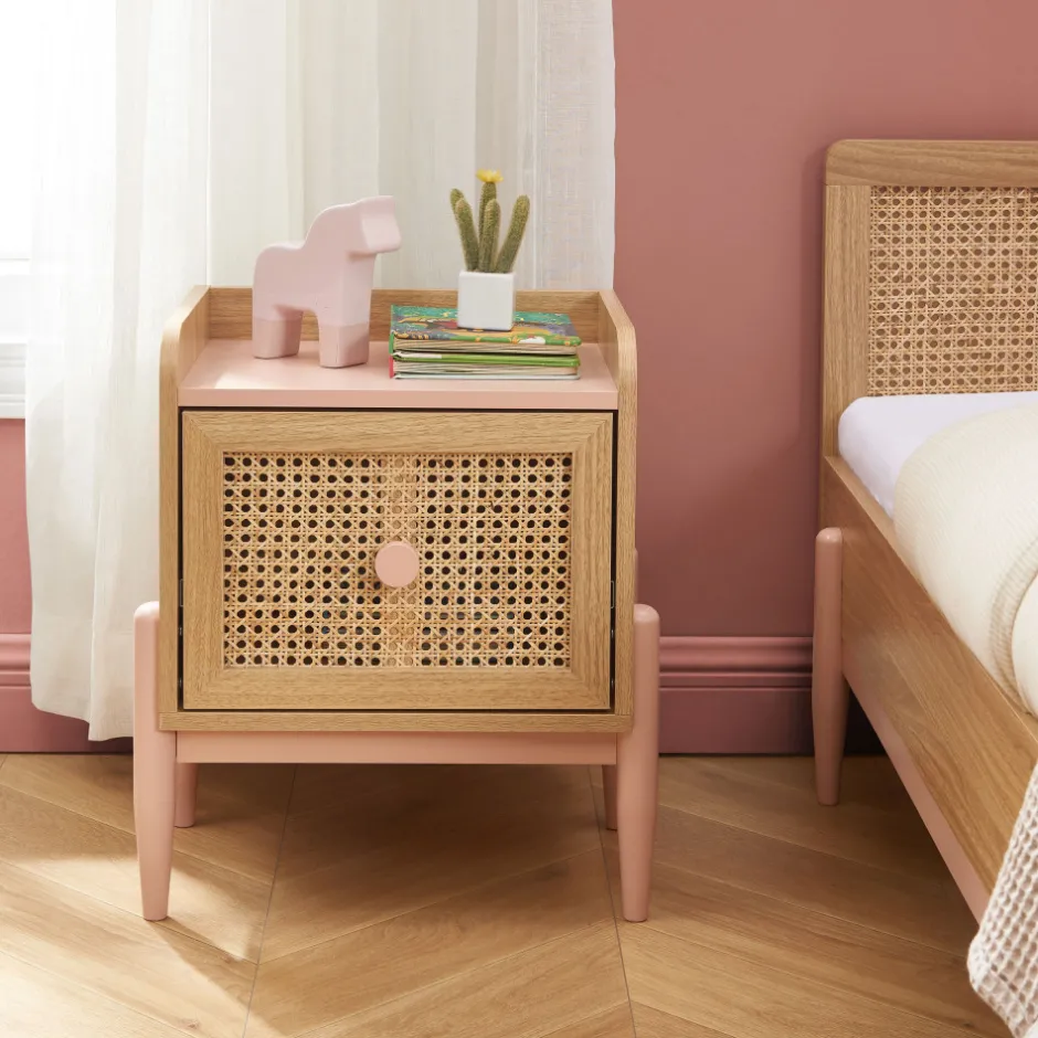 New No name LILOU Table de chevet enfant 1 tiroir en bois et cannage