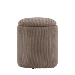 New Venture Home LIMPEN Pouf coffre rond en velours côtelé ø32cm