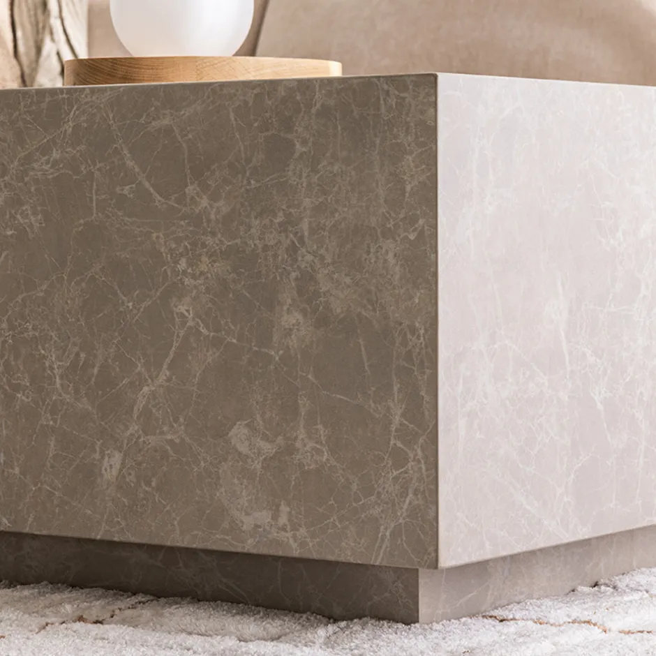 Hot Drawer LIPANI Table basse carrée effet marbre 90x90cm