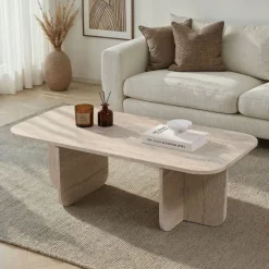Best Drawer LISON Table basse rectangulaire effet travertin 120x60cm