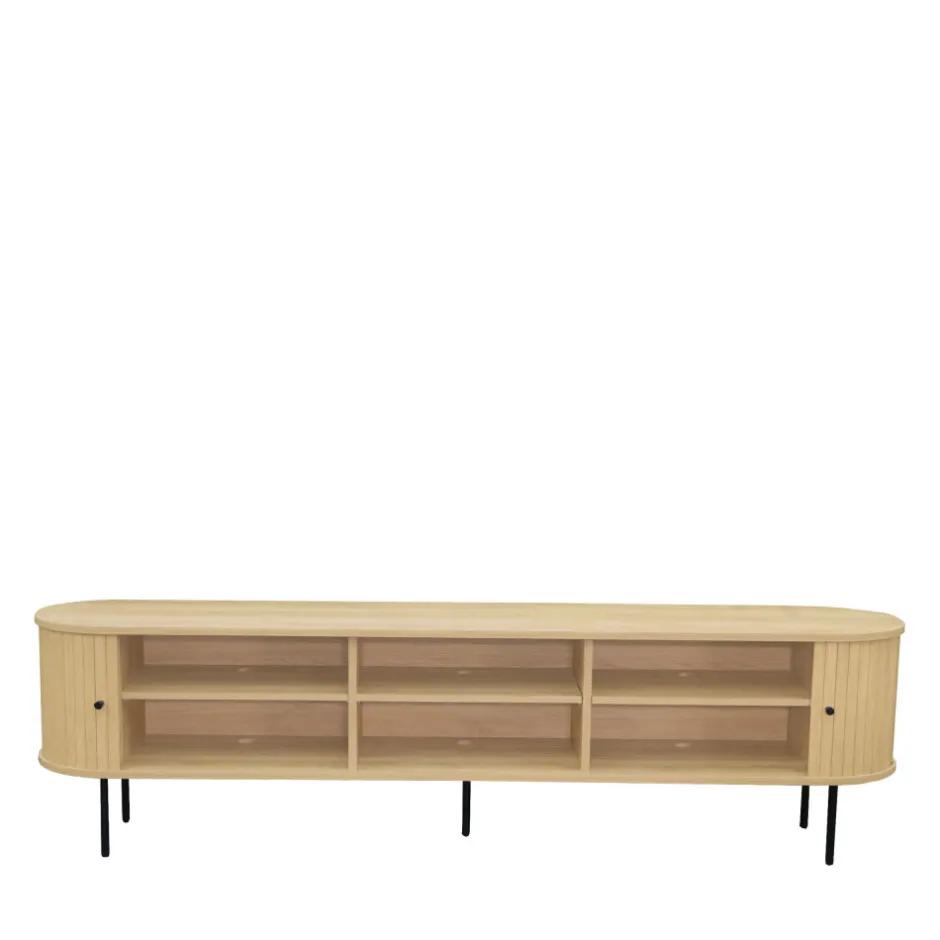 Discount Drawer LUCIE Meuble TV aux portes coulissantes en bois et métal L200cm