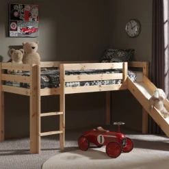 Discount Drawer LUNA Lit enfant mezzanine avec toboggan en bois 90x200cm