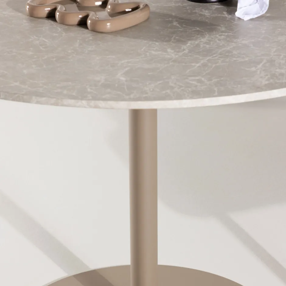 Online Venture Home LYCKE Table à manger 4 personnes ronde en effet marbre et métal