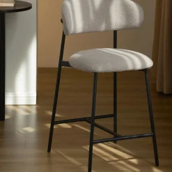 Outlet No name MANEL Lot de 2 tabourets de bar en tissu et métal H66cm