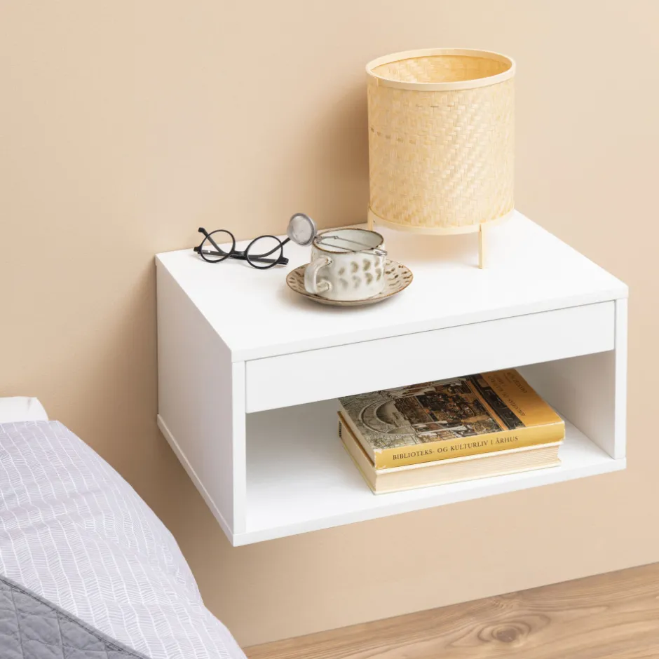 Discount Drawer MANO Table de chevet murale 1 niche, 1 tiroir en bois