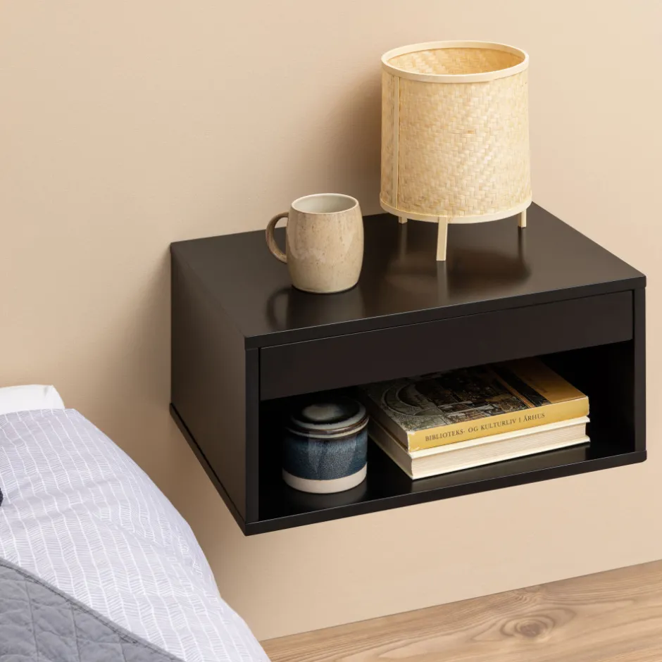 Discount Drawer MANO Table de chevet murale 1 niche, 1 tiroir en bois