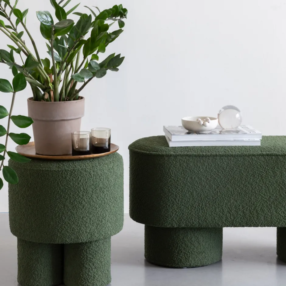 Outlet No name MARCOS Tabouret rond en tissu bouclette ø40cm