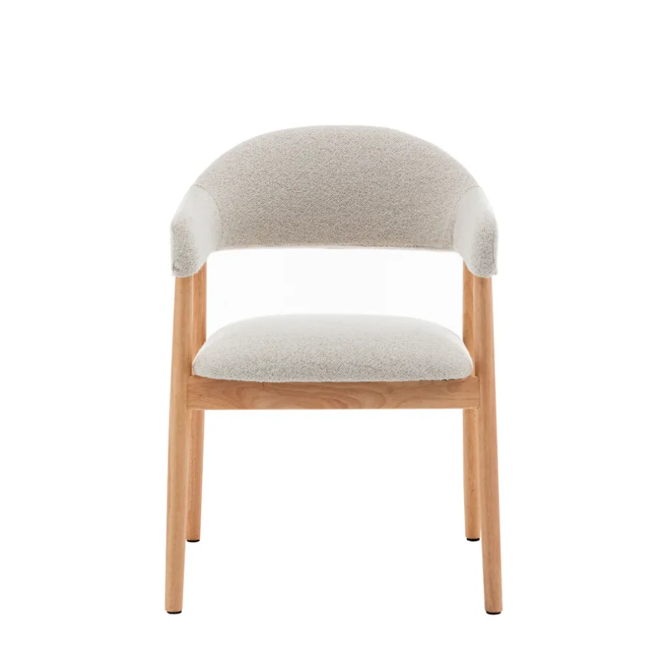 Sale Drawer MARINA Lot de 2 fauteuils de table en tissu bouclette et bois