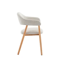 Sale Drawer MARINA Lot de 2 fauteuils de table en tissu bouclette et bois
