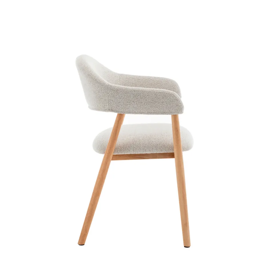 Sale Drawer MARINA Lot de 2 fauteuils de table en tissu bouclette et bois
