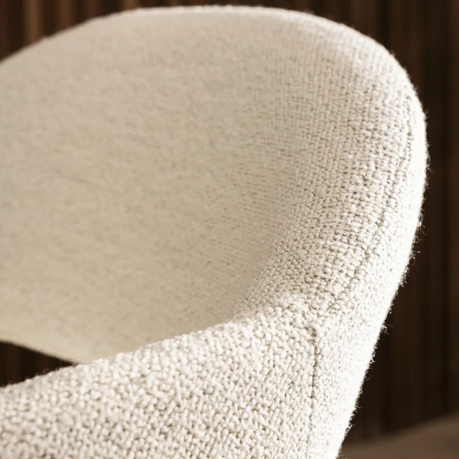 Sale Drawer MARINA Lot de 2 fauteuils de table en tissu bouclette et bois