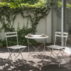 Outlet Drawer MARSEILLE Ensemble table de jardin pliante ronde bistrot et 2 chaises en métal