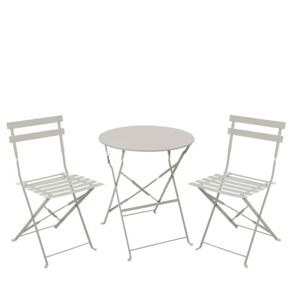 Outlet Drawer MARSEILLE Ensemble table de jardin pliante ronde bistrot et 2 chaises en métal