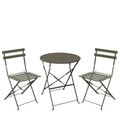 Outlet Drawer MARSEILLE Ensemble table de jardin pliante ronde bistrot et 2 chaises en métal