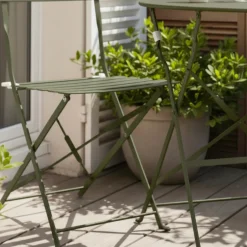 Outlet Drawer MARSEILLE Ensemble table de jardin pliante ronde bistrot et 2 chaises en métal