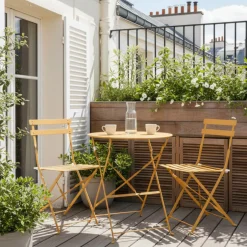 Outlet Drawer MARSEILLE Ensemble table de jardin pliante ronde bistrot et 2 chaises en métal