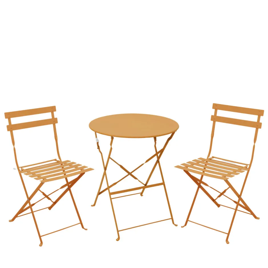 Outlet Drawer MARSEILLE Ensemble table de jardin pliante ronde bistrot et 2 chaises en métal