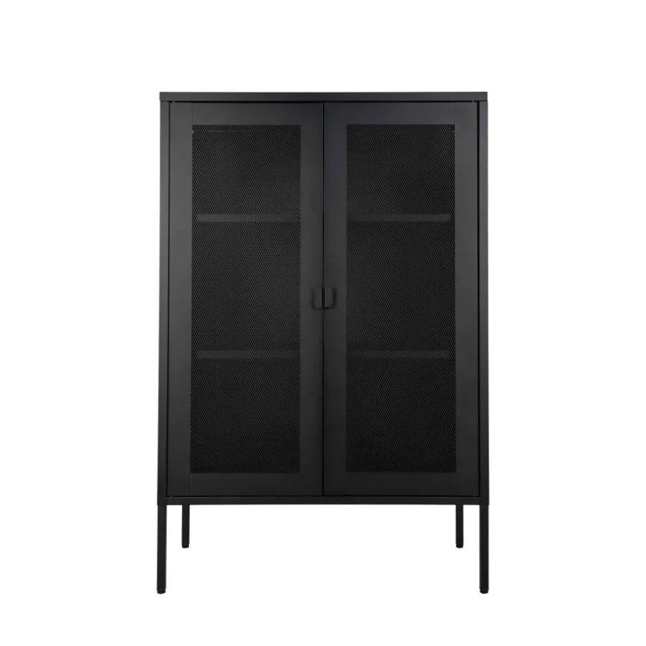 Discount House Nordic MELBOURNE Vaisselier en métal avec portes grillagées
