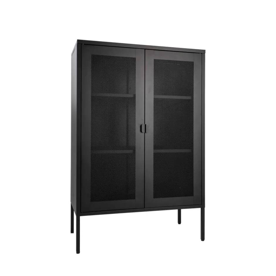 Discount House Nordic MELBOURNE Vaisselier en métal avec portes grillagées