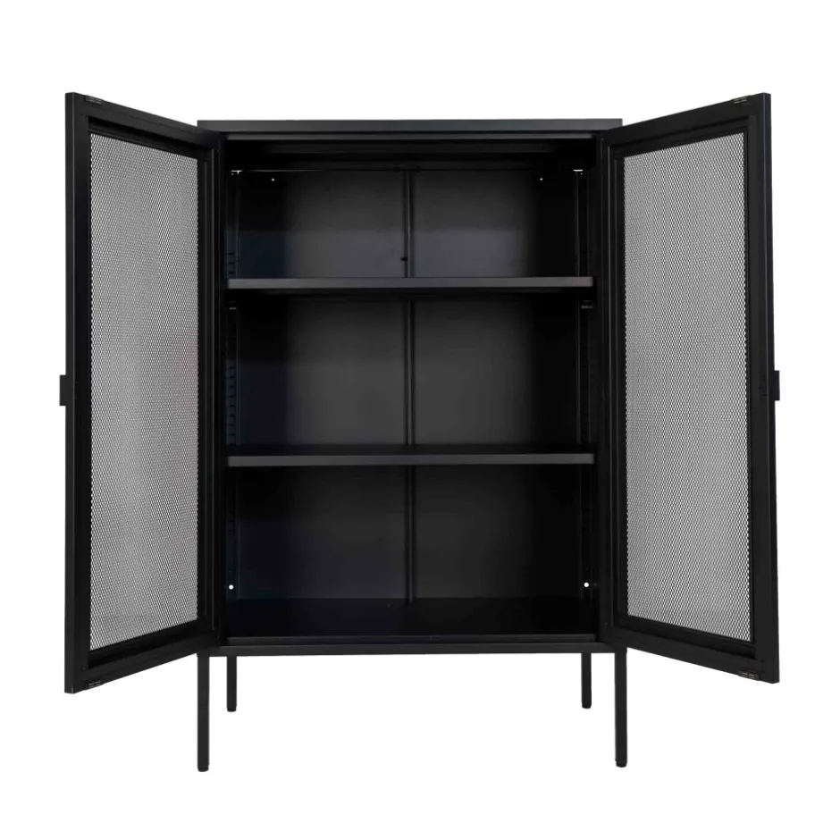 Discount House Nordic MELBOURNE Vaisselier en métal avec portes grillagées