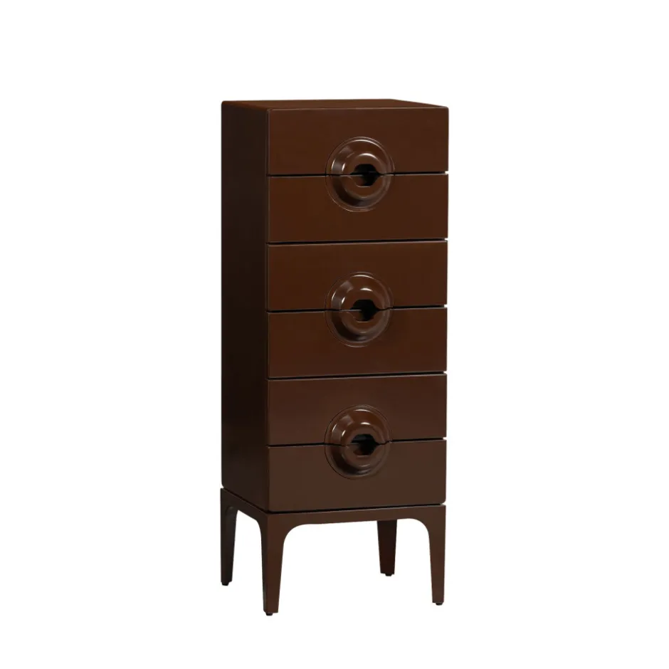 Discount Woood MERGE Petit meuble de rangement 6 tiroirs en bois et métal H120cm