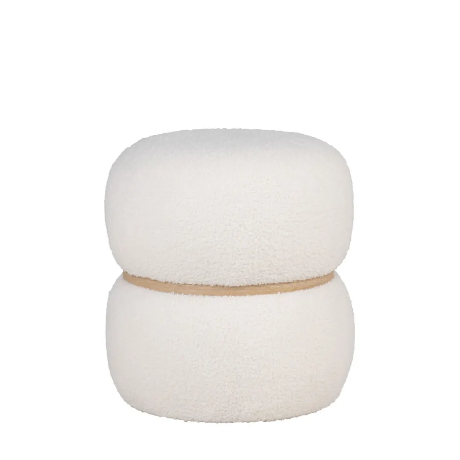 Hot House Nordic MILFORD Pouf rond en tissu bouclette ø38cm