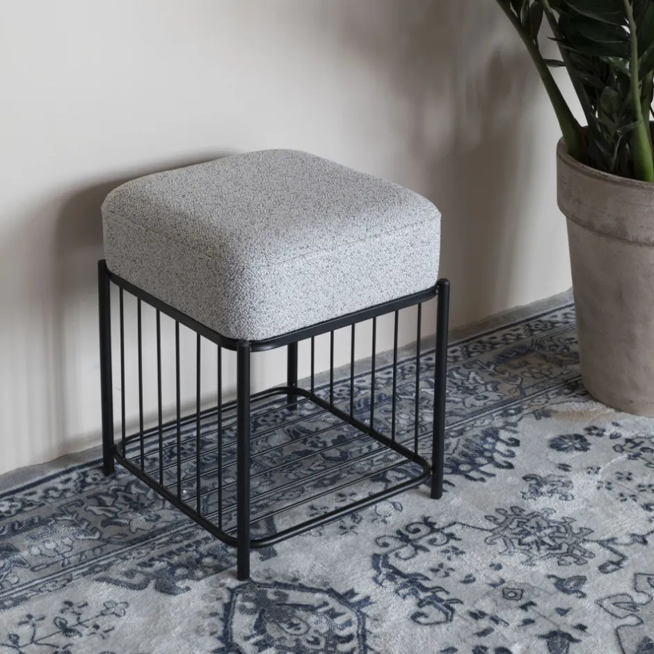 Online No name MILOU Tabouret carré en tissu et métal