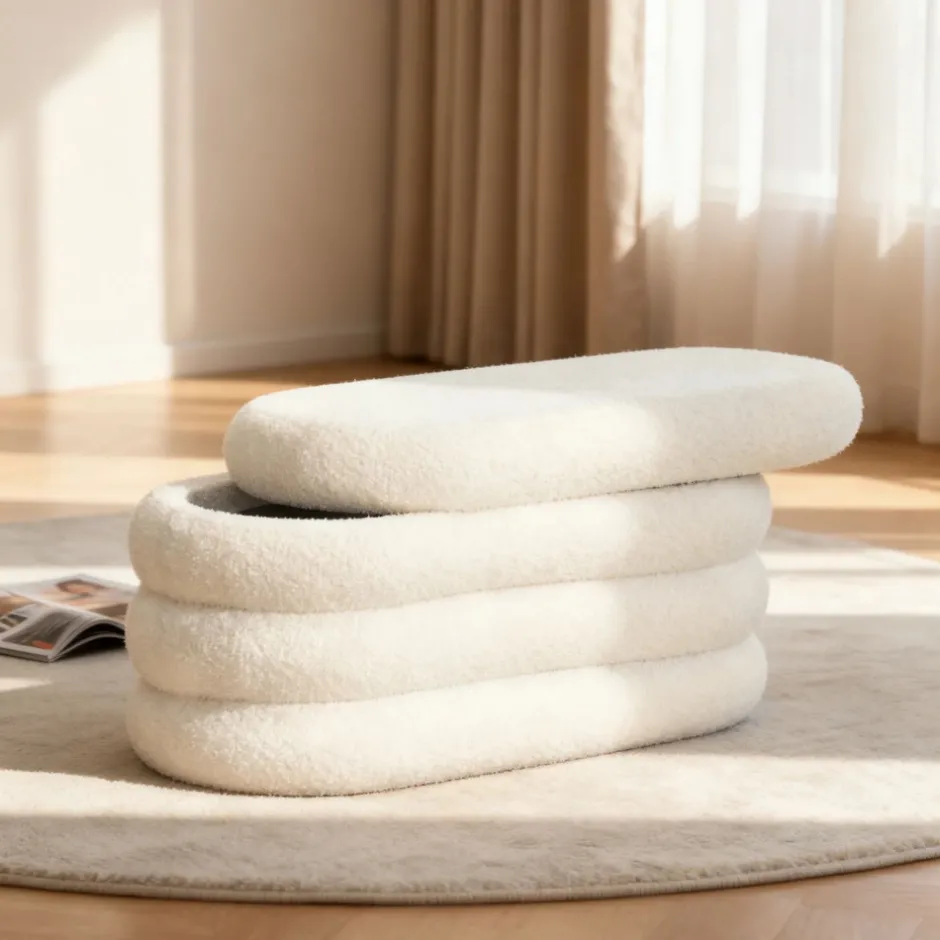 Sale Drawer MIRO Banc coffre en tissu bouclette L85cm