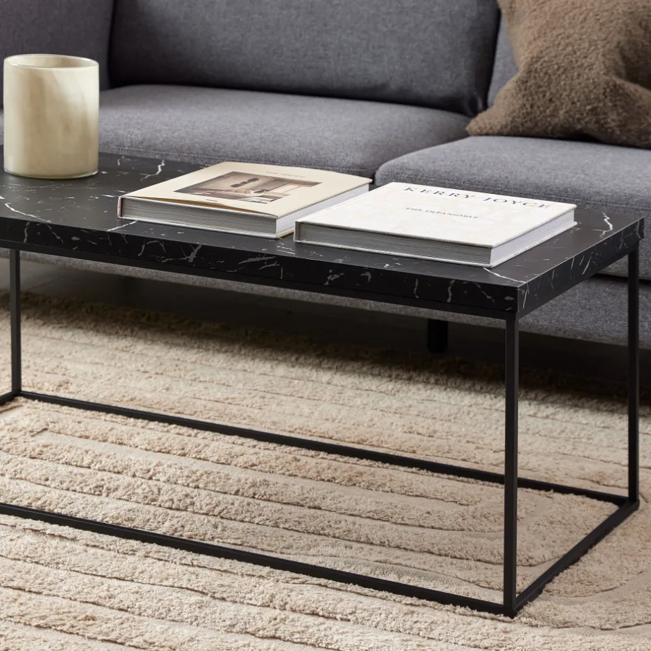 Online Drawer MIXO Table basse en effet marbre et métal 110x55cm