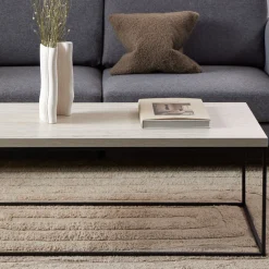 Clearance Drawer MIXO Table basse en effet travertin et métal 110x50cm