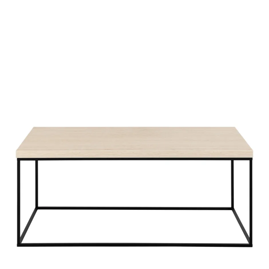 Clearance Drawer MIXO Table basse en effet travertin et métal 110x50cm