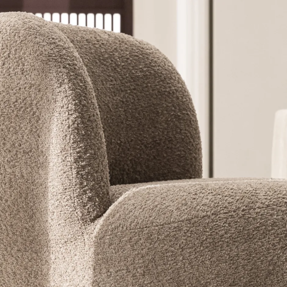 Outlet Drawer MO Fauteuil rond en tissu bouclette