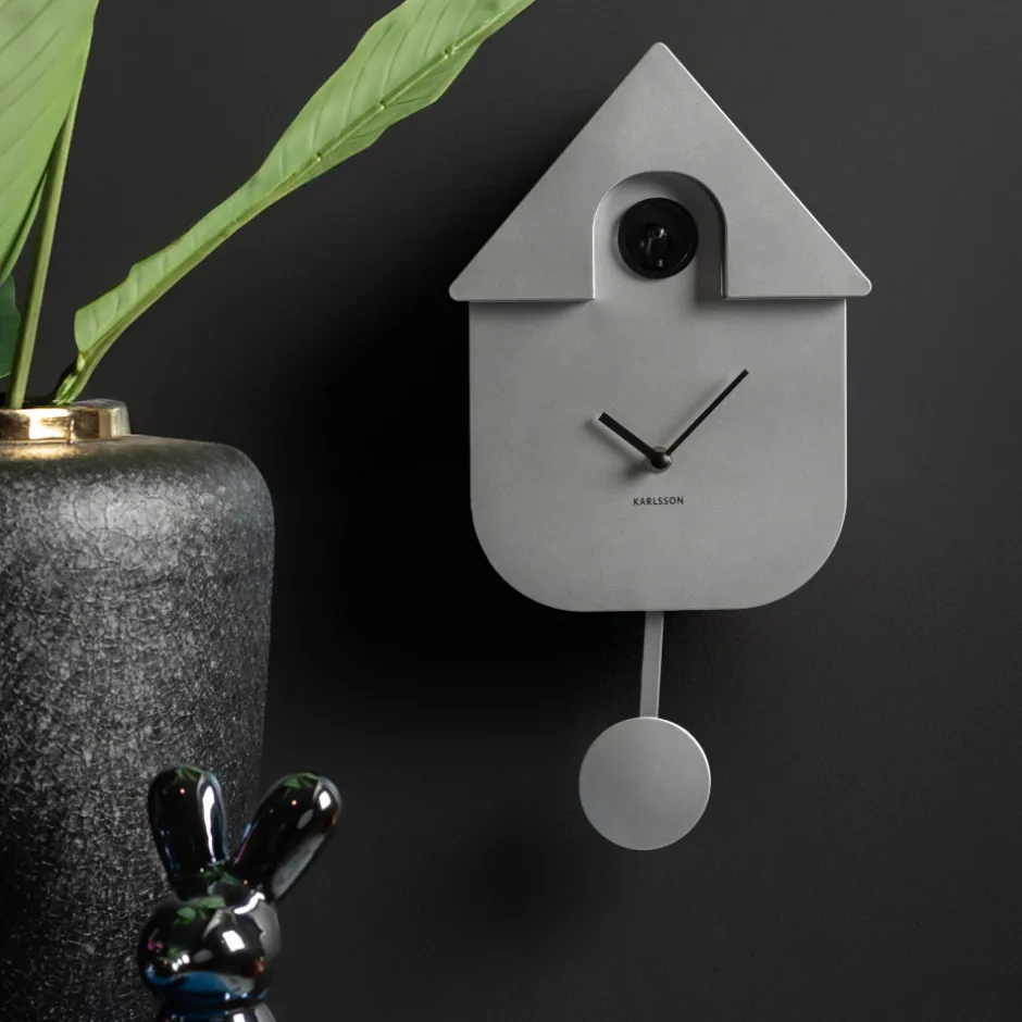Hot Karlsson MODERN CUCKOO Horloge à pendule finition métallisée