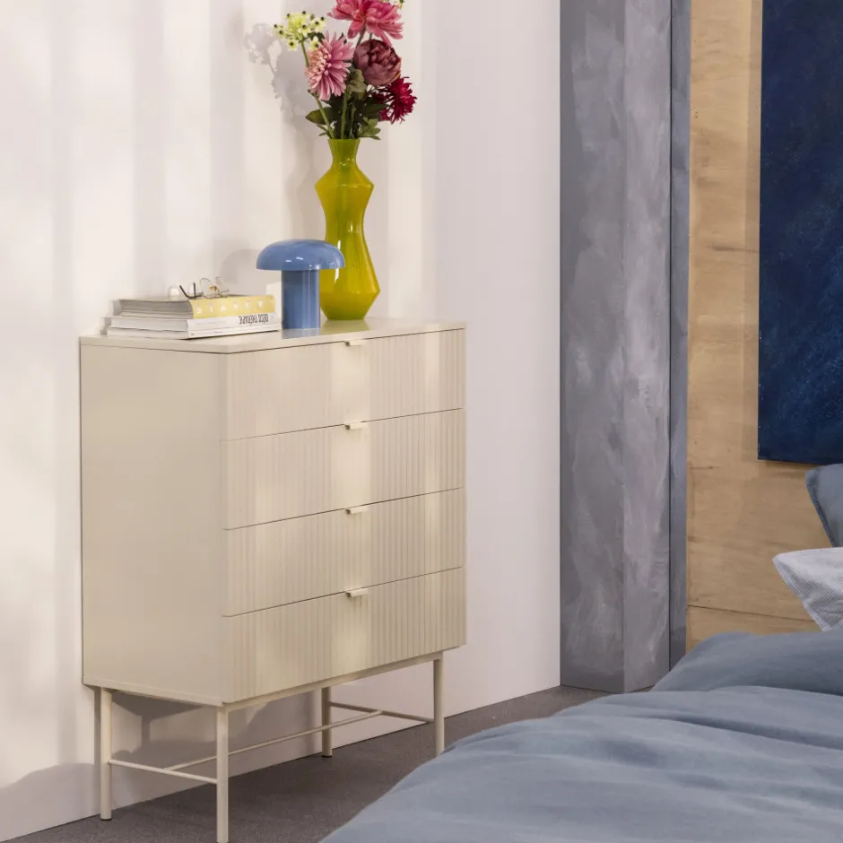 New Drawer MOLLY Commode 4 tiroirs en bois et métal L79cm